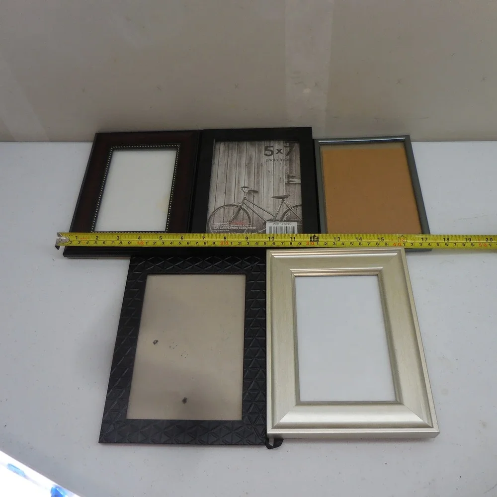 Lot of 5 Assorted Photo Frames Black Silver Wood Tone Gallery Wall Set 5x7 4x6